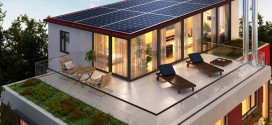 hus med solcellepanel på taket